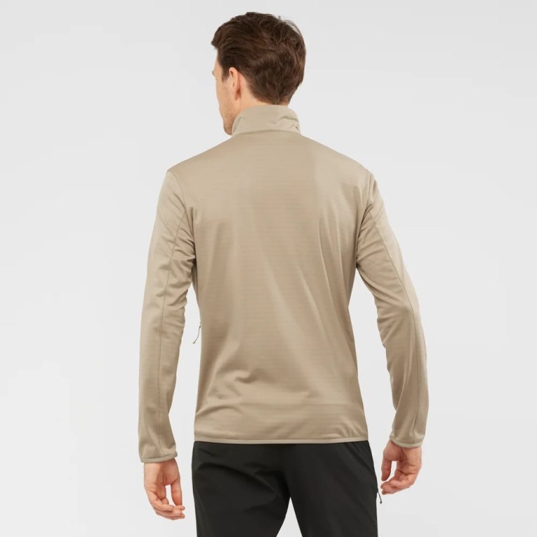 Beige Salomon Essential Lightwarm Full Zip Men's Jackets | IE RJ8691